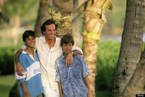 Julio Iglesias next to his sons Enrique and Julio Jose in Hawai  (Photo by Alvaro Rodriguez/Cover/Getty Images)