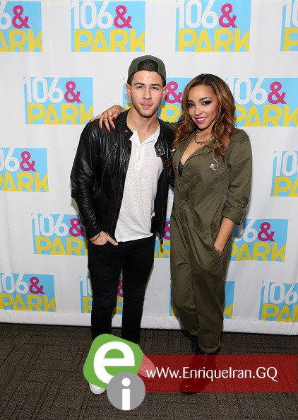 NEW YORK, NY - NOVEMBER 05: Recording artists Nick Jonas and Tinashe attend 106 & Park at BET studio on November 5, 2014 in New York City. (Photo by Bennett Raglin/BET/Getty Images for BET)